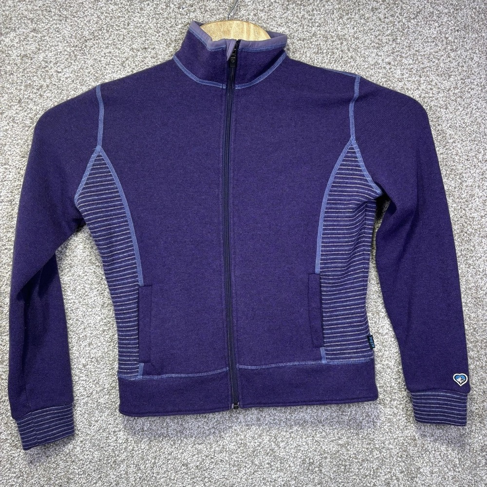 Kuhl Jacket Womens‎ Small Purple Chianti Fleece Full Zip Wool Blend Warm Outdoor
